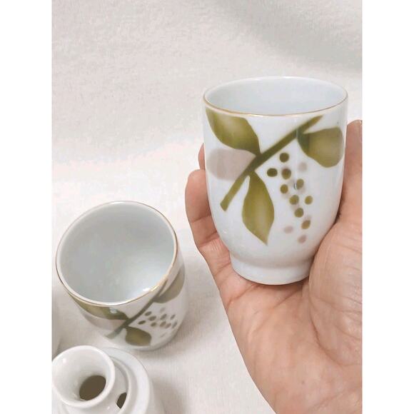 4 Pc Saki Set SEYEI Fine China Hot Tea Cups Japan Mini Server Pitcher & 3 Cups - Picture 6 of 12